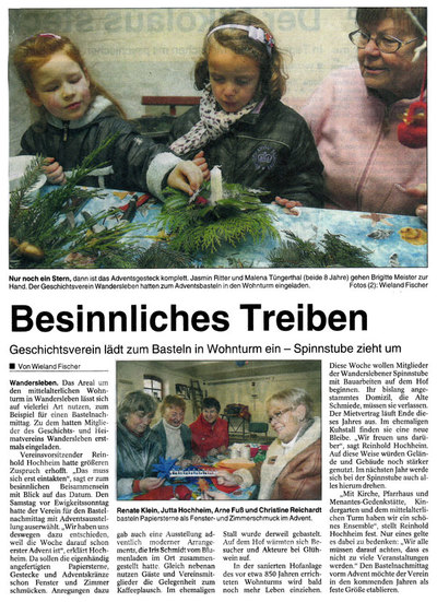 Bastelnachmittag (Thüringer Allgemeine Zeitung, 21.11.2011)