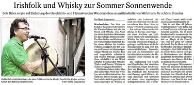 Presseschau: Irischer Abend  - Gothaer Allgemeine 24.6.2013